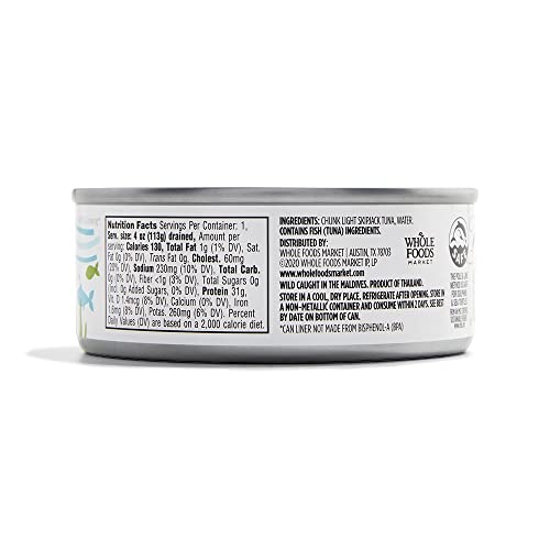 Unsalted Skipjack Tuna in Water, 5oz - 365
