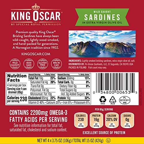 King Oscar Sardines in Olive Oil - 4 Pack