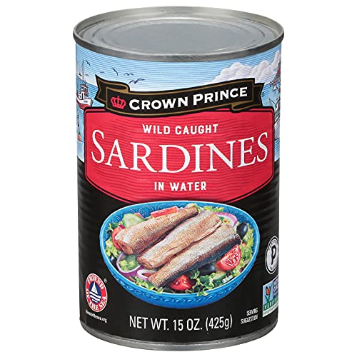 Crown Prince Sardines, Water, 15 oz (Pack of 12)