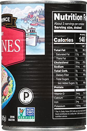 Crown Prince Sardines, Water, 15 oz (Pack of 12)