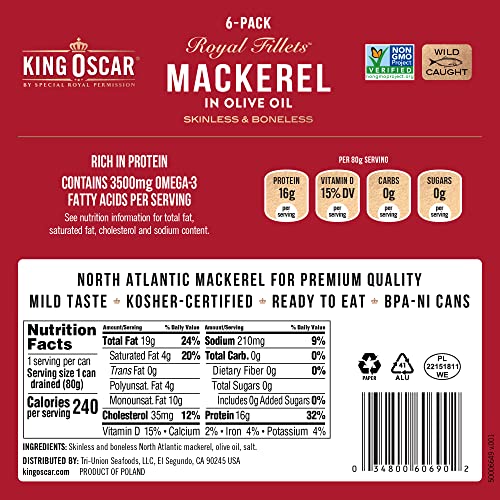 King Oscar Mackerel Fillets Cluster Pack in Olive Oil