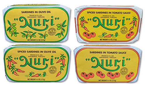 NURI Portuguese Sardines Variety Pack | 4 Pack Bundle | Olive Oil Options