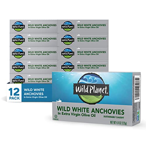 Wild Planet Anchovies with Sea Salt, 4.4oz (Pack of 12)