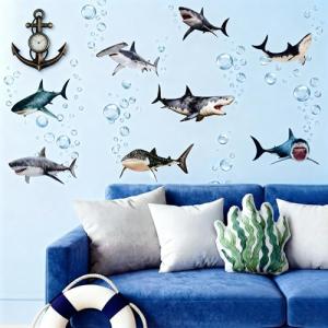 Sharks Peel and Stick Wall Decals - 8 Pieces