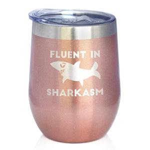 Funny Shark Wine Tumbler with Sliding Lid