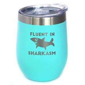 Funny Shark Wine Tumbler with Sliding Lid