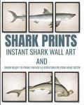 Shark Prints Vintage Wall Art for Home Decor
