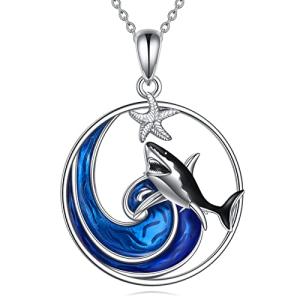 Sterling Silver Shark Pendant Necklace for Women