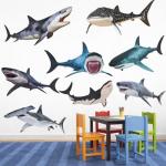 Sharks Peel and Stick Wall Decals - 8 Pieces