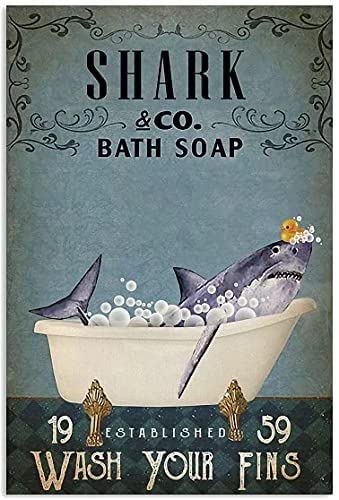 Shark Soap Wash Your Fins Tin Sign