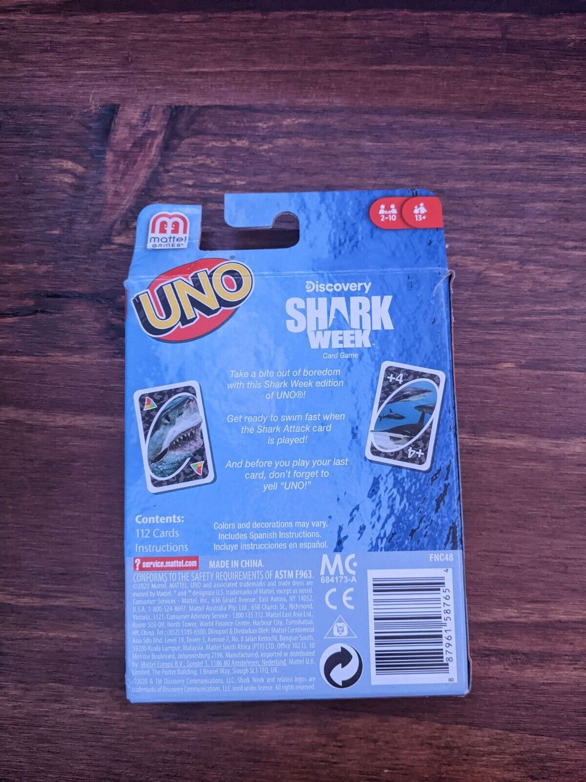 UNO Shark Week Card Game for 7+ Players