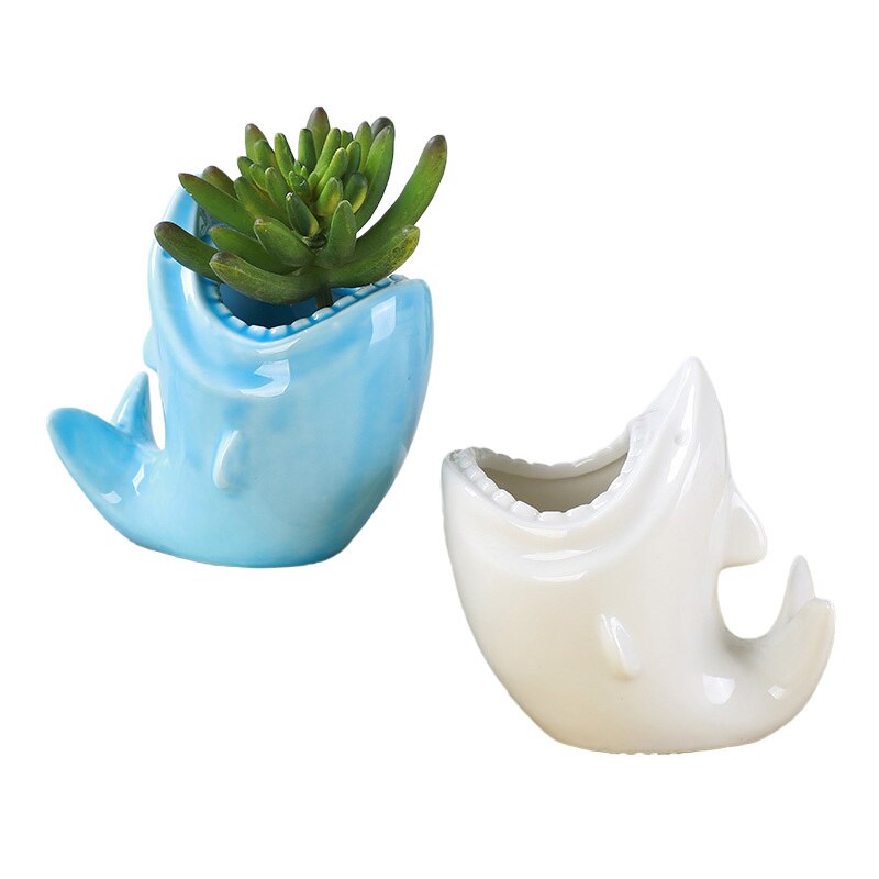 Shark Ceramic Flower Pot with Organizer