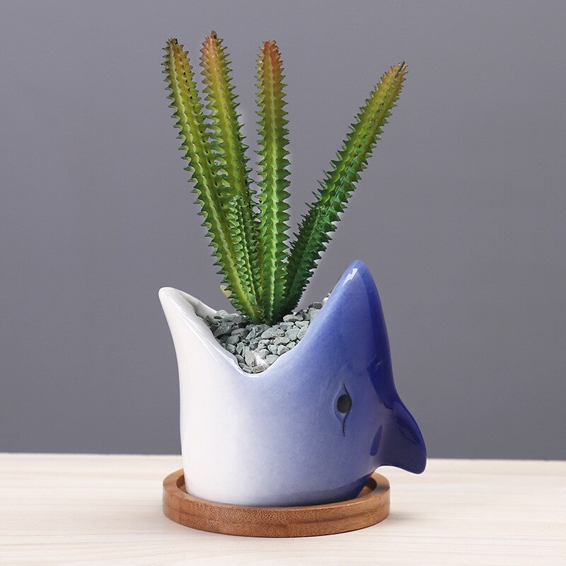 Ceramic Shark Flowerpot: Modern Home Decor