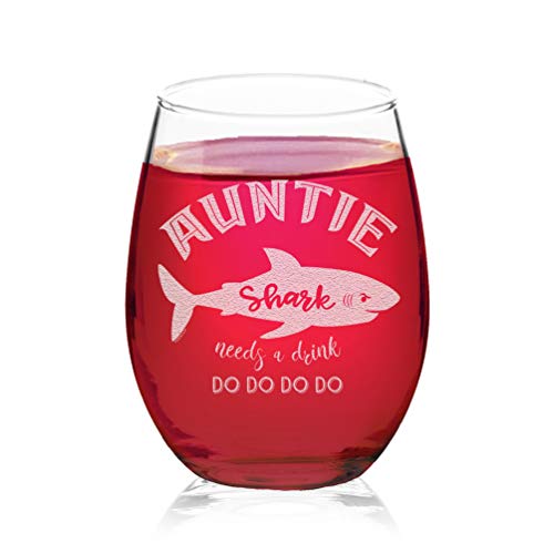 Auntie Shark Wine Glass - Funny Gift!