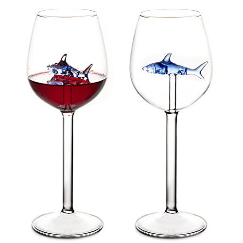 Shark Inside Wine Glasses, Blue, 2 PCS