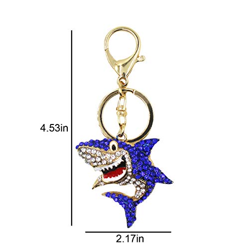 Shark Rhinestone Keychain with Clip - Cute Charm
