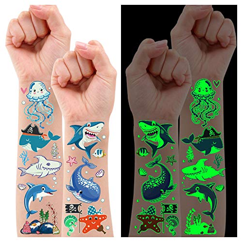 Luminous Shark Temporary Tattoos for Kids