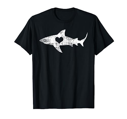 Shark Silhouette Hammerhead Tiger Shark Heart T-Shirt