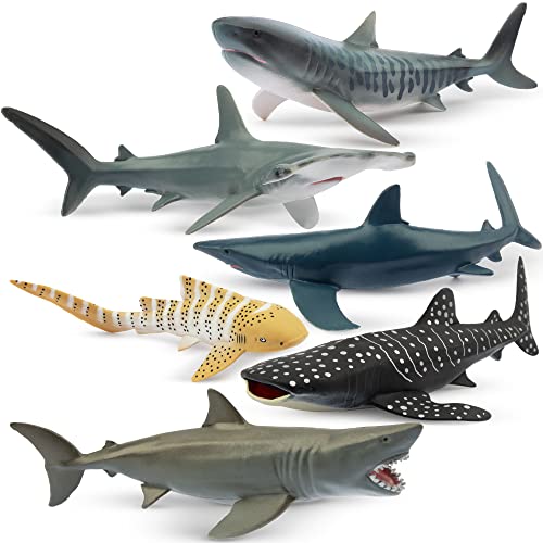 6 Realistic Shark Bath Toys Set