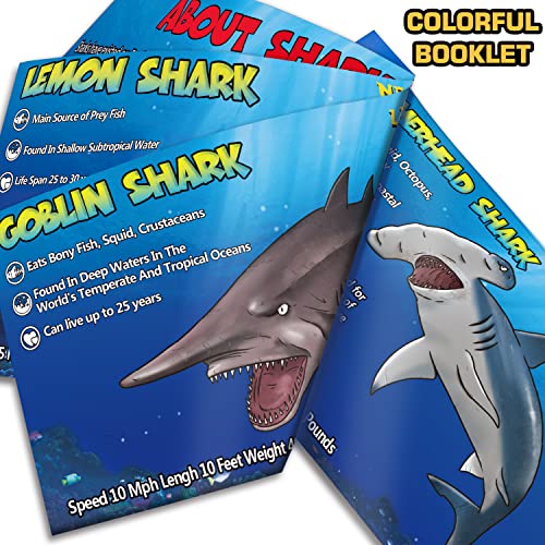 8 Realistic Shark Figures with Educational Booklet