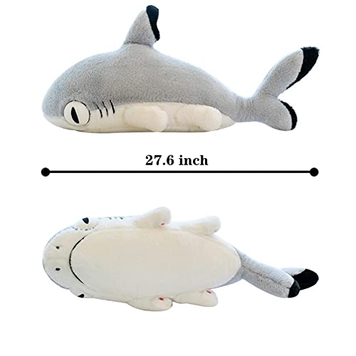 Grey Shark Cat Plush Toy Pillow - 27.6