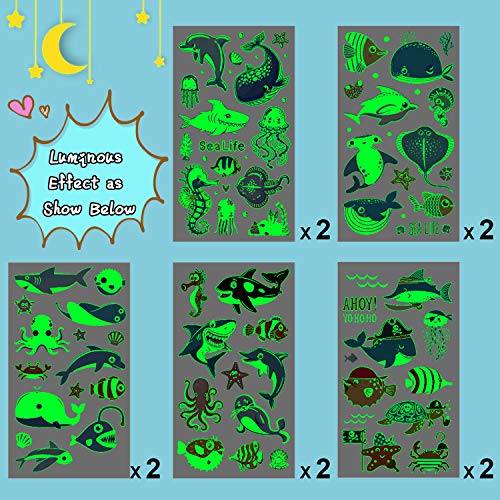 Luminous Shark Temporary Tattoos for Kids