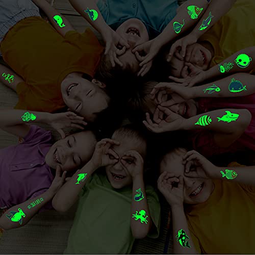 Luminous Shark Temporary Tattoos for Kids