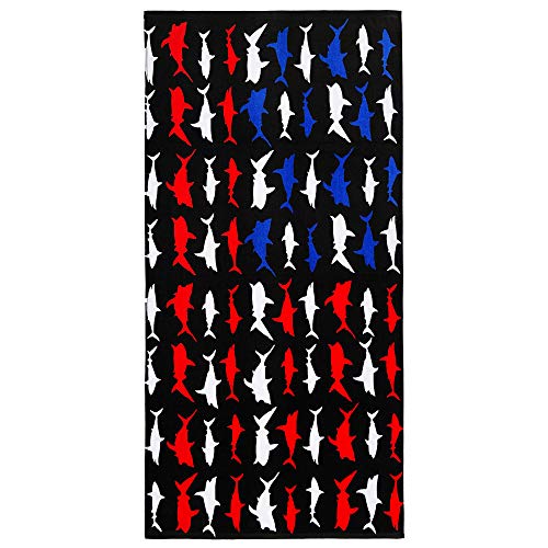 Sharks American Flag Beach Towel - 100% Cotton