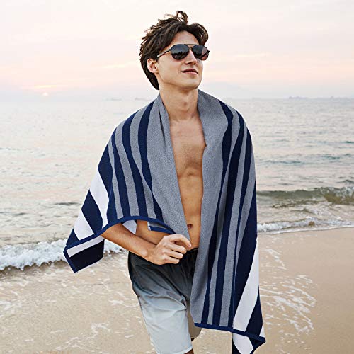 Shark-themed Oversized Beach Towel in Blue/Grey Stripes