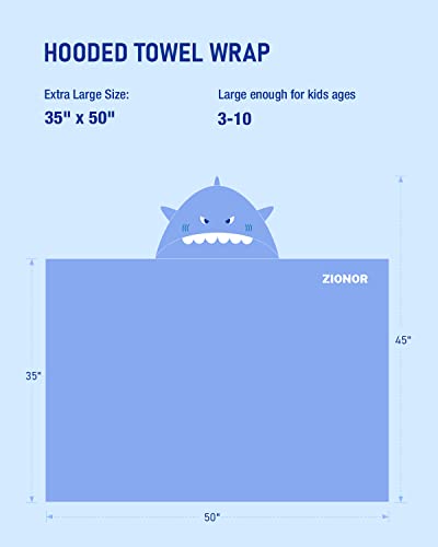 ZIONOR Shark Hooded Towel for Kids