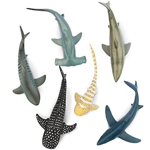 6 Realistic Shark Bath Toys Set