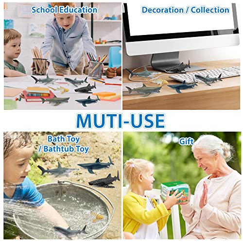 6 Realistic Shark Bath Toys Set