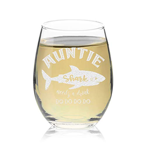 Auntie Shark Wine Glass - Funny Gift!