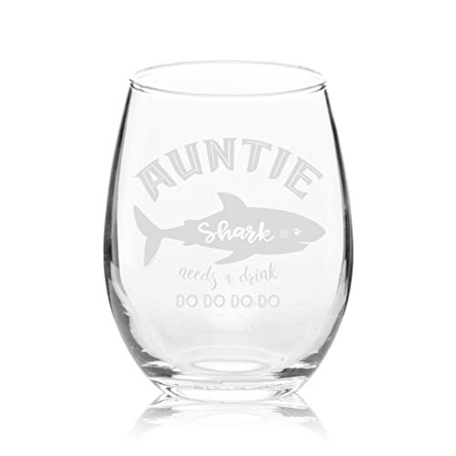 Auntie Shark Wine Glass - Funny Gift!