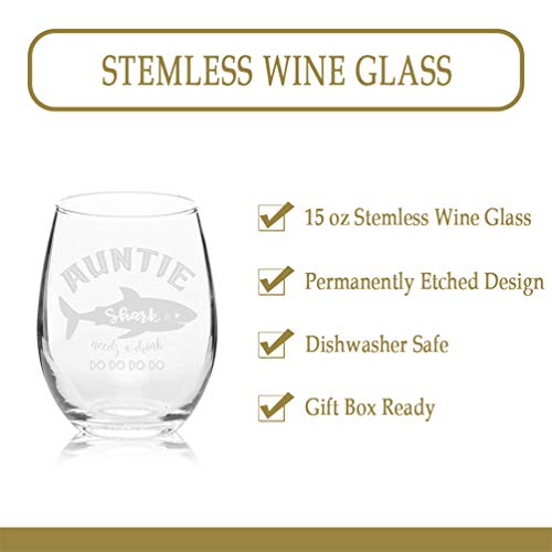 Auntie Shark Wine Glass - Funny Gift!