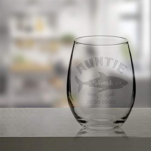 Auntie Shark Wine Glass - Funny Gift!