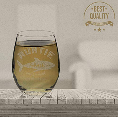 Auntie Shark Wine Glass - Funny Gift!