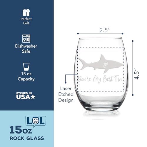 Shark Stemless Wine Glass - Best Friend Gift