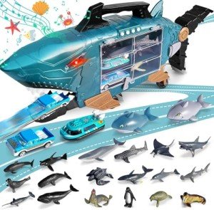 Shark Truck with 12 Animal Toys for Boys