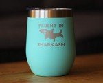 Funny Shark Wine Tumbler with Sliding Lid