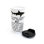 Mature Monday Shark Ceramic Travel Mug by Lennymud