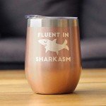 Funny Shark Wine Tumbler with Sliding Lid