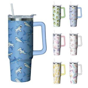 Shark Tumbler 30 oz with Handle & Straw