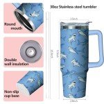 Shark Tumbler 30 oz with Handle & Straw