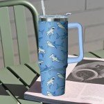 Shark Tumbler 30 oz with Handle & Straw