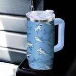 Shark Tumbler 30 oz with Handle & Straw