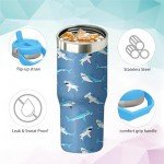 30oz Shark Tumbler with Handle & Straw