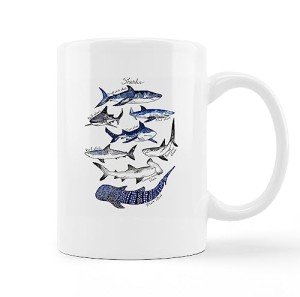 Watercolor Shark Ceramic Mug - 11oz Coffee Cup