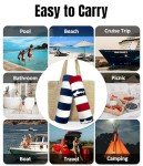 Shark-themed Oversized Beach Towel in Blue/Grey Stripes