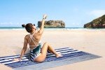 Shark-themed Oversized Beach Towel in Blue/Grey Stripes